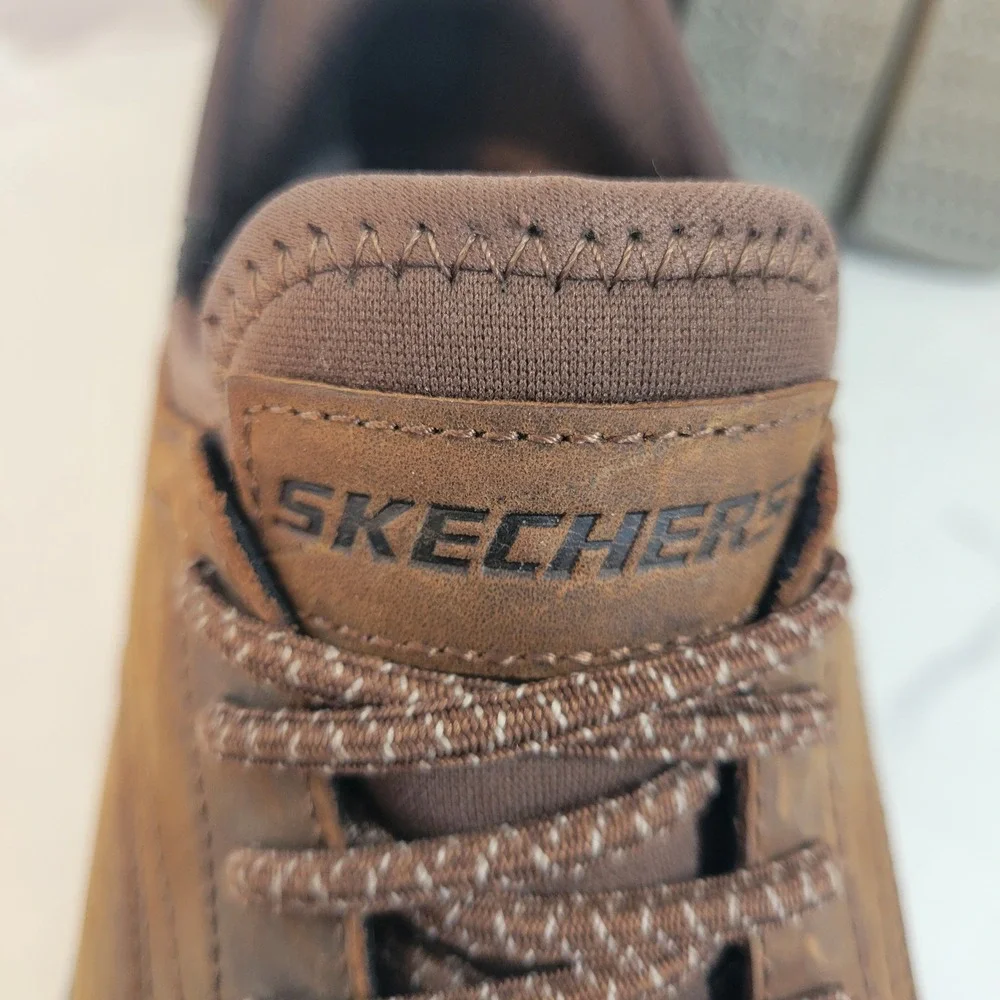 Skechers Slip-ins Garza Gervin Mens 10 Brown Leather Sneakers 205046